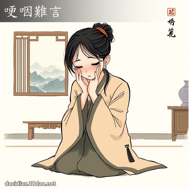 哽咽難言 - 中華成語配圖