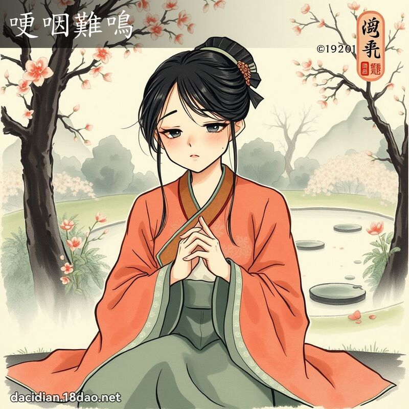 哽咽難鳴 - 中華成語配圖