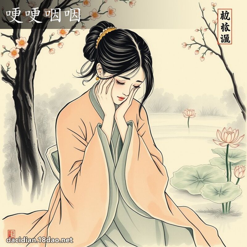 哽哽咽咽 - 中華成語配圖