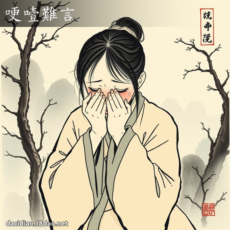 哽噎难言 - 中华成语配图