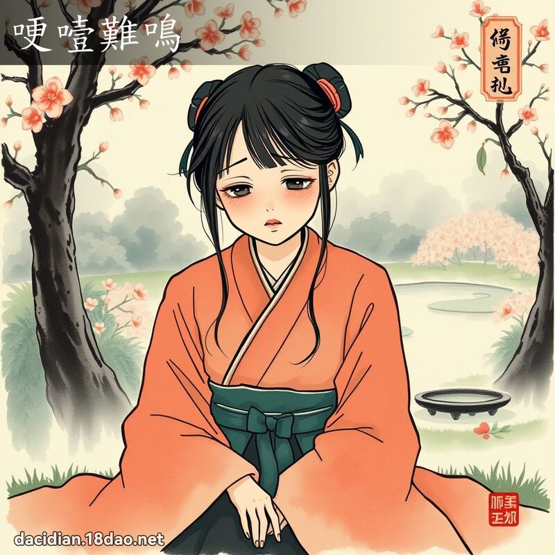 哽噎難鳴 - 中華成語配圖