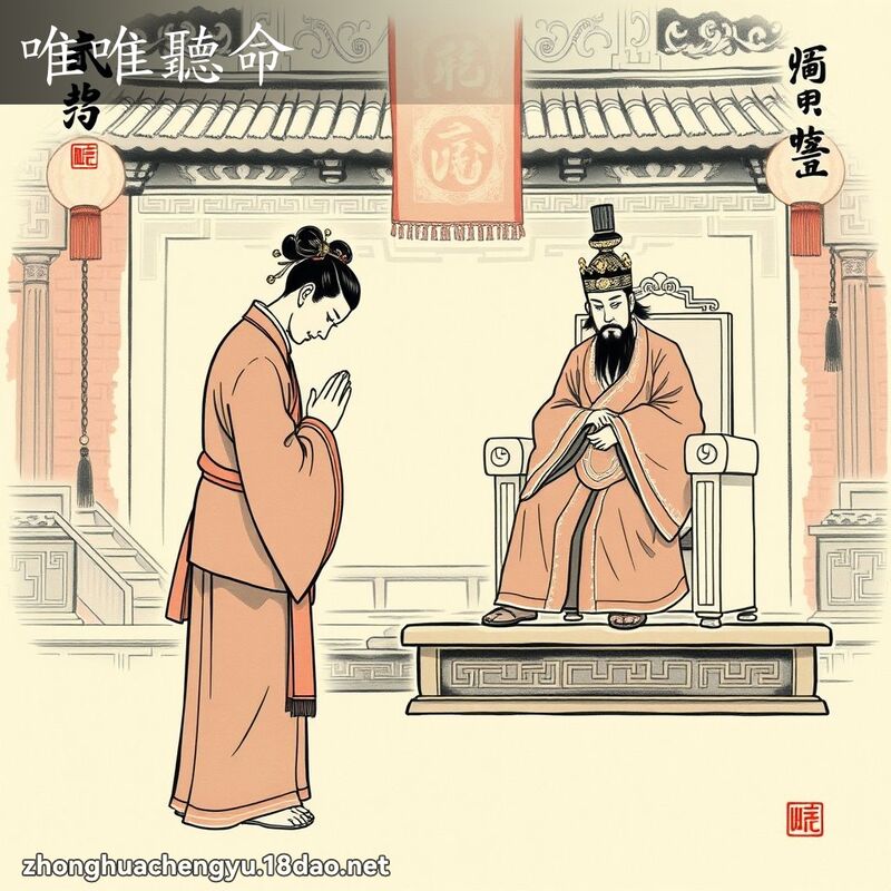 唯唯聽命 - 中華成語配圖