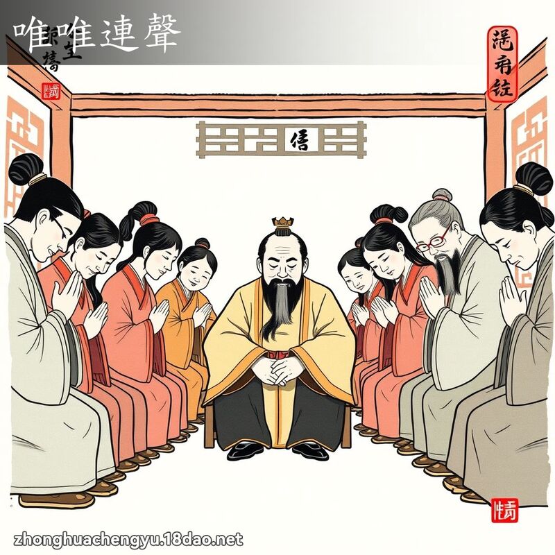 唯唯連聲 - 中華成語配圖