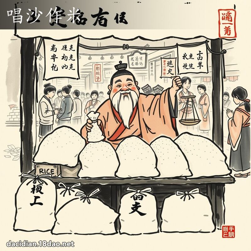 唱沙作米 - 中华成语配图