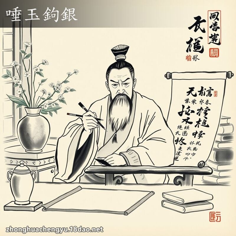唾玉鉤銀 - 中華成語配圖