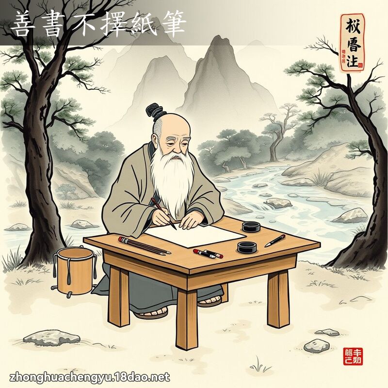 善書不擇紙筆 配图