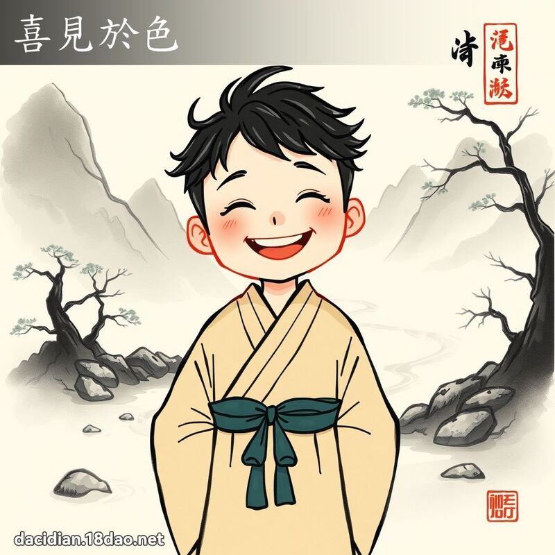 喜見於色 - 中華成語配圖