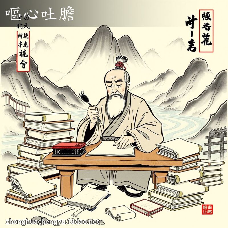 嘔心吐膽 - 中華成語配圖