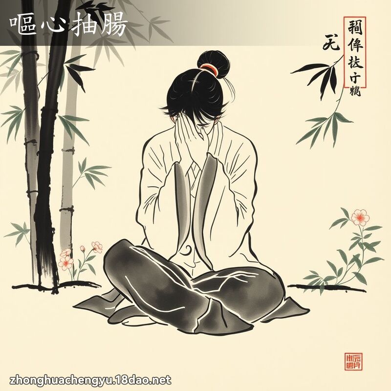 呕心抽肠 - 中华成语配图