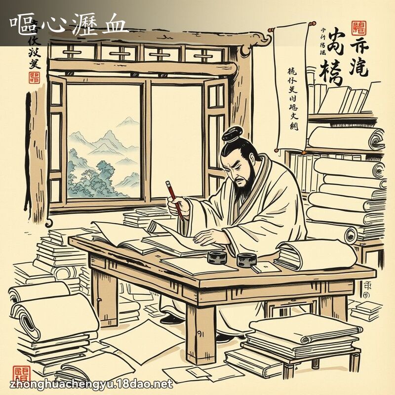 嘔心瀝血 - 中華成語配圖