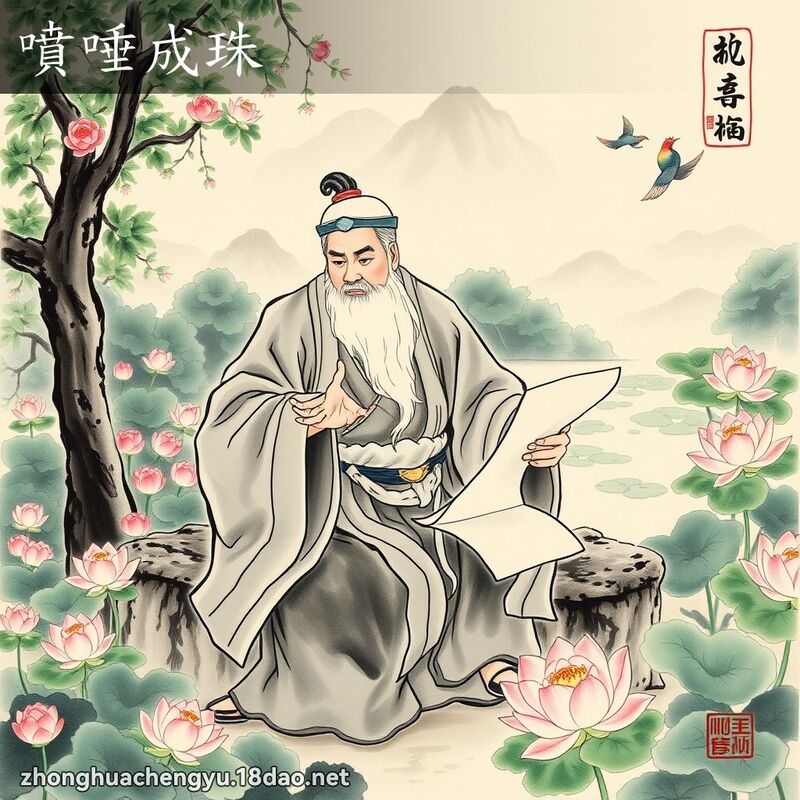 噴唾成珠 配图