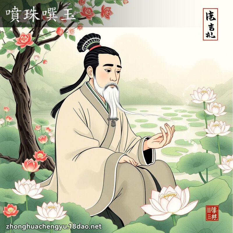 噴珠噀玉 - 中華成語配圖
