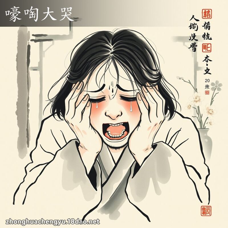 嚎啕大哭 - 中華成語配圖