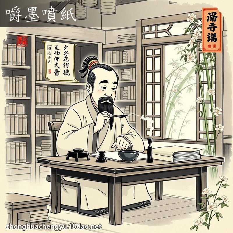 嚼墨噴紙 配图