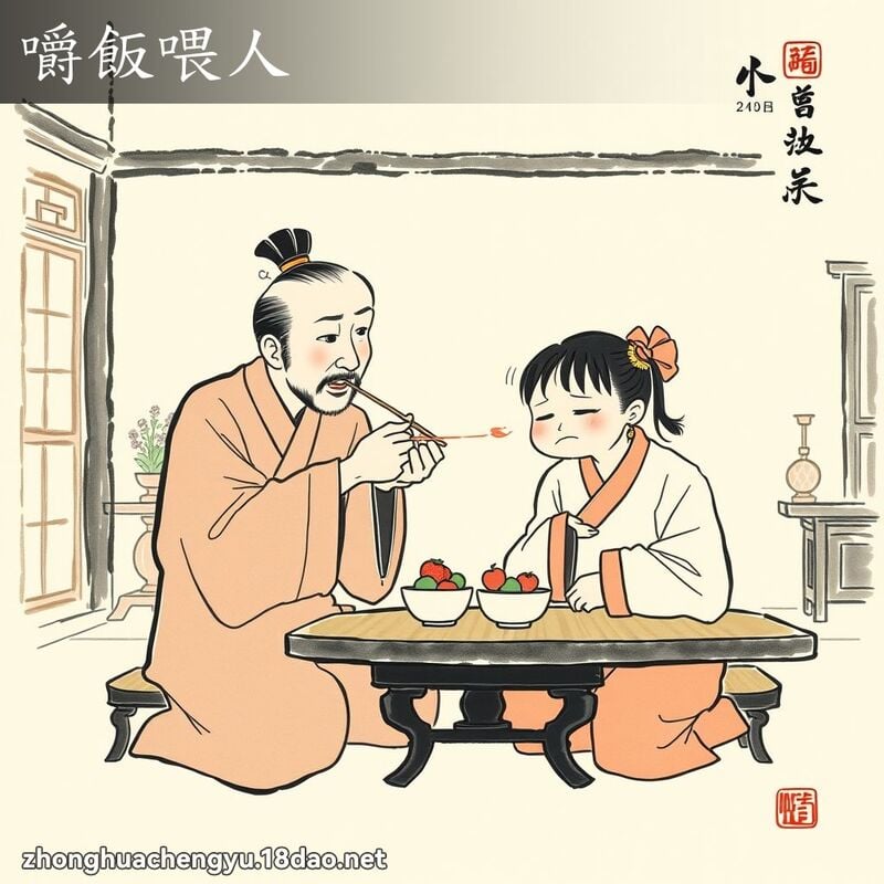 嚼飯喂人 配图
