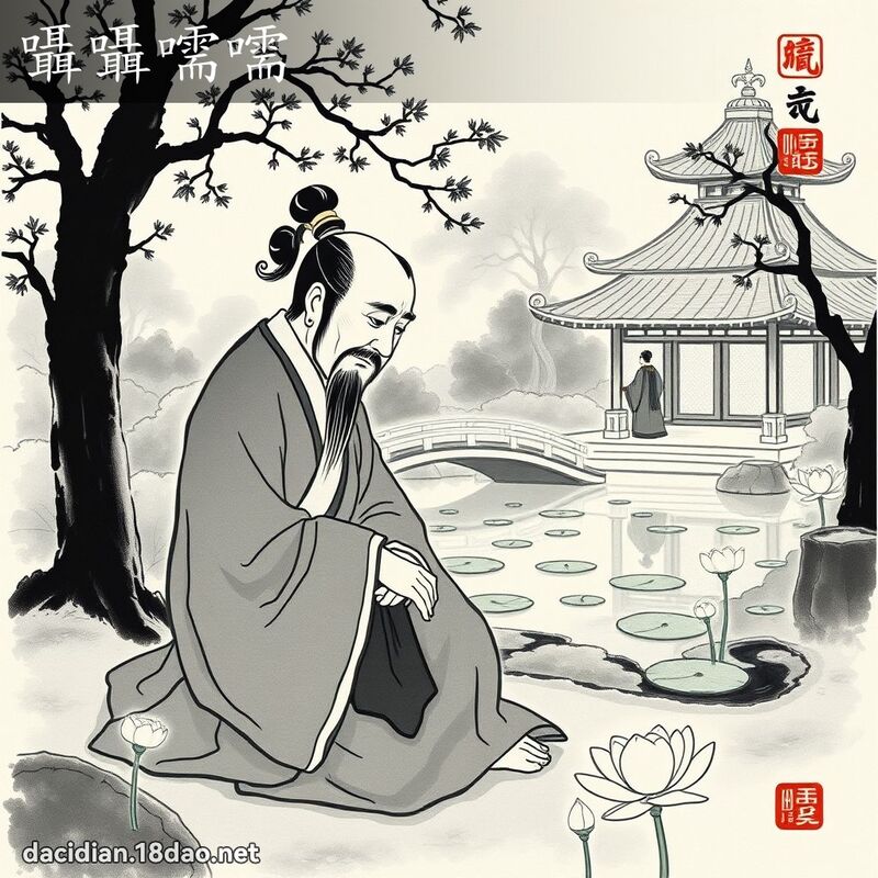 囁囁嚅嚅 - 中華成語配圖