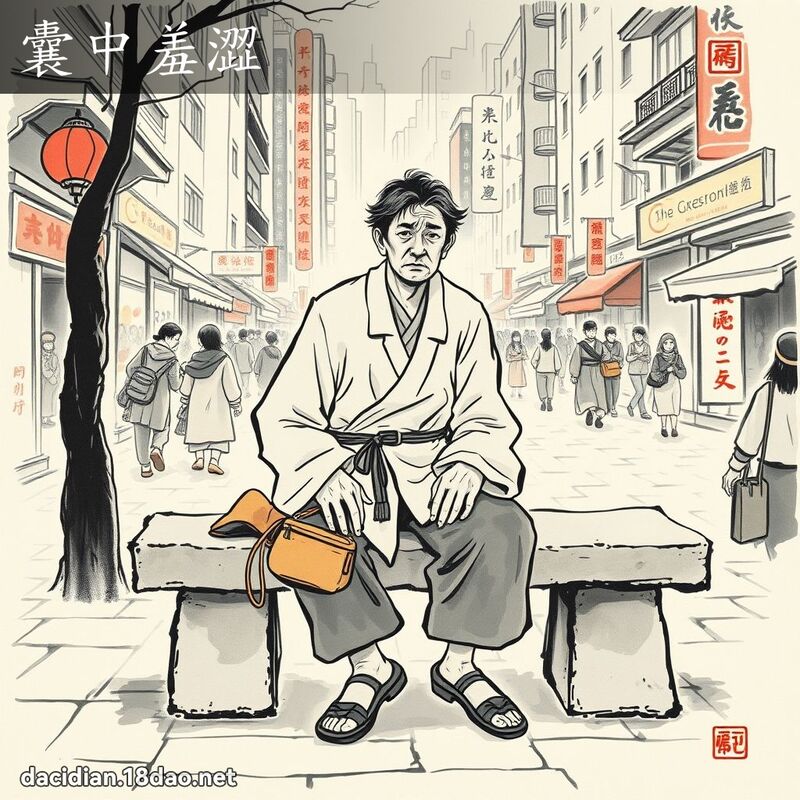 囊中羞澀 - 中華成語配圖