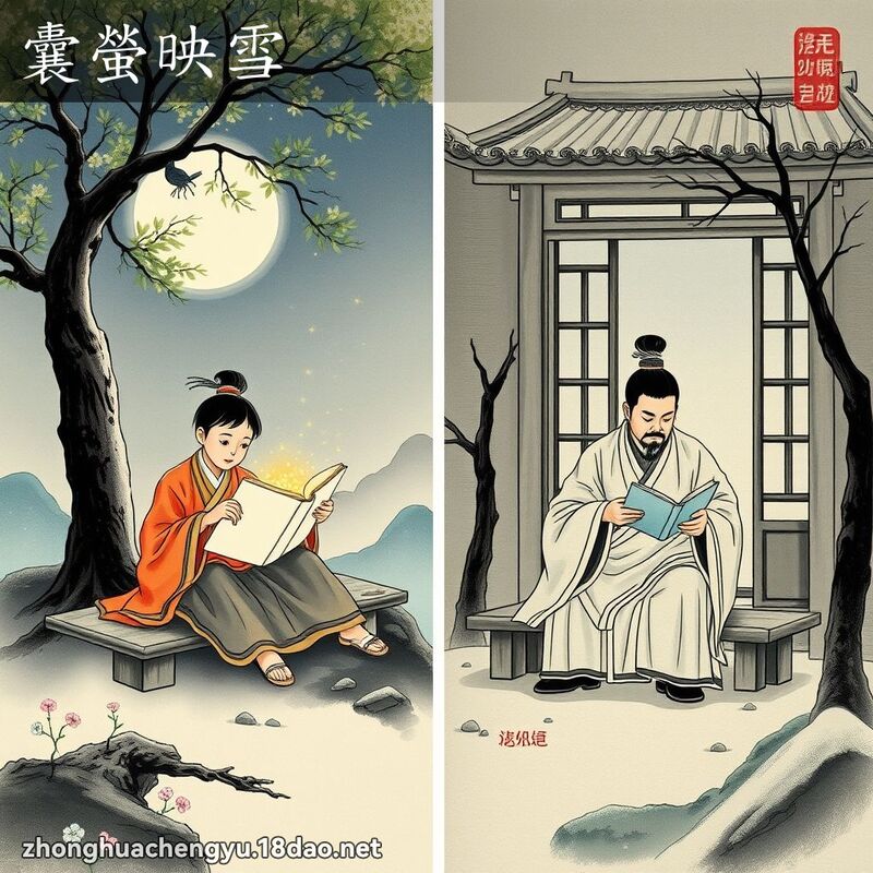 囊螢映雪 配图