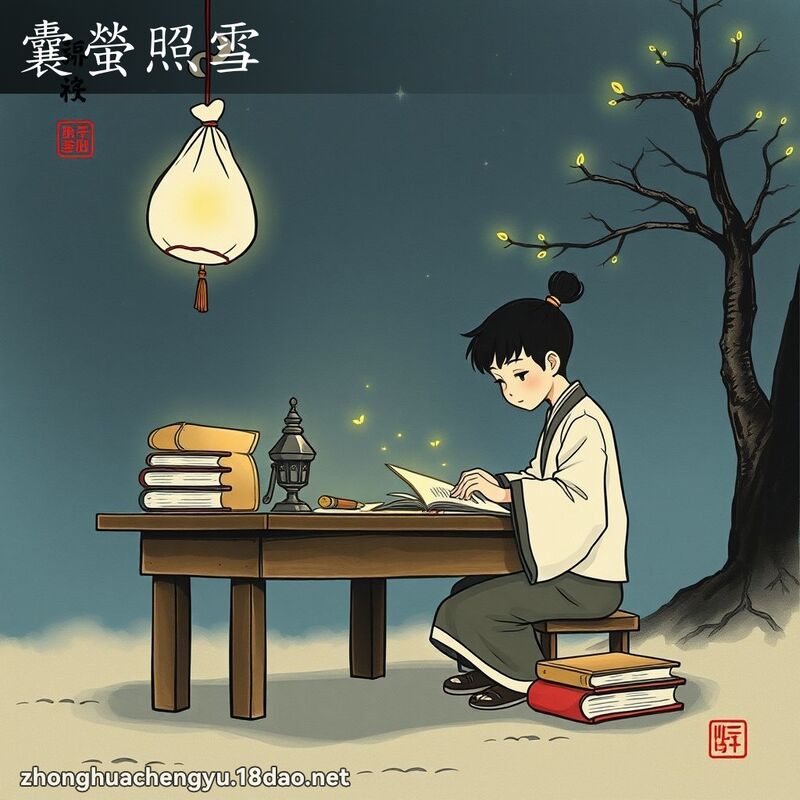 囊螢照雪 配图