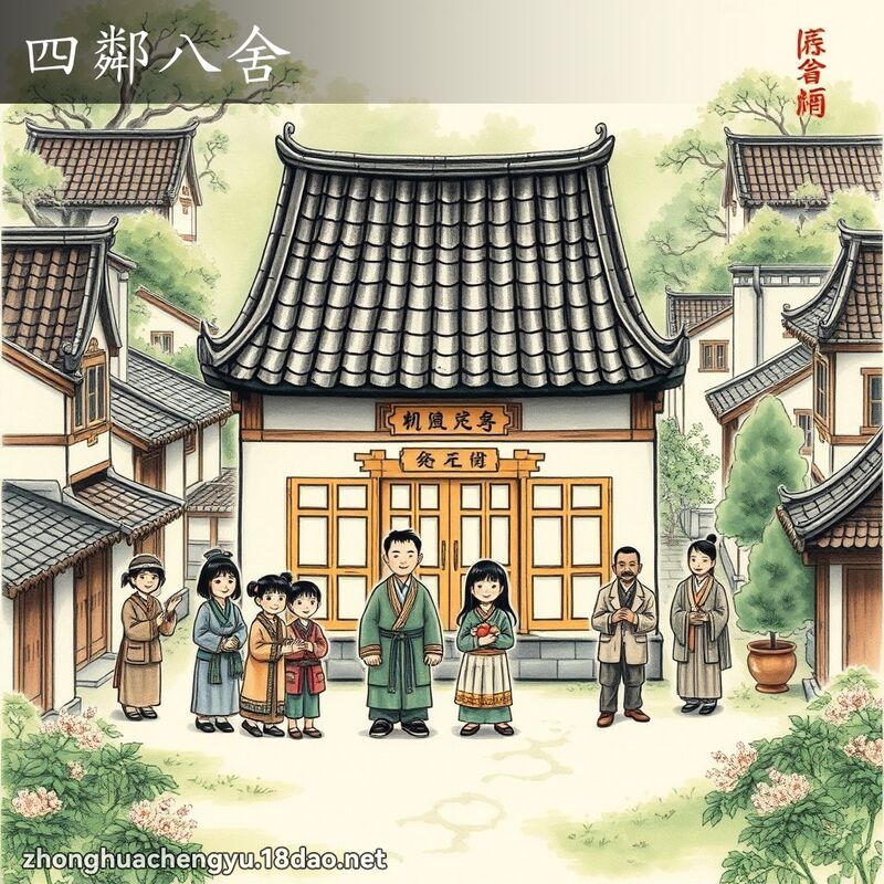 四鄰八舍 - 中華成語配圖