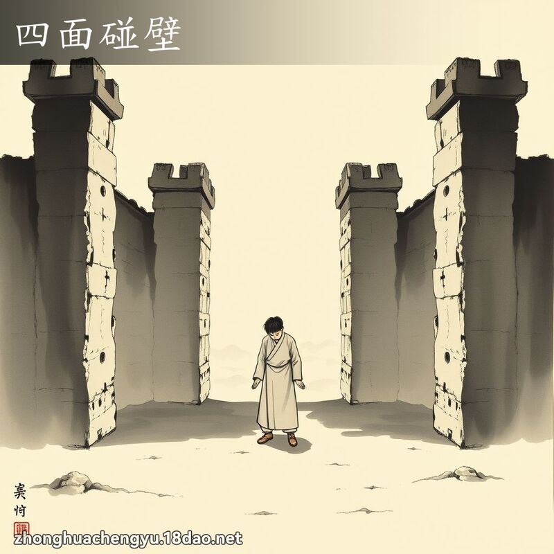 四面碰壁 - 中华成语配图