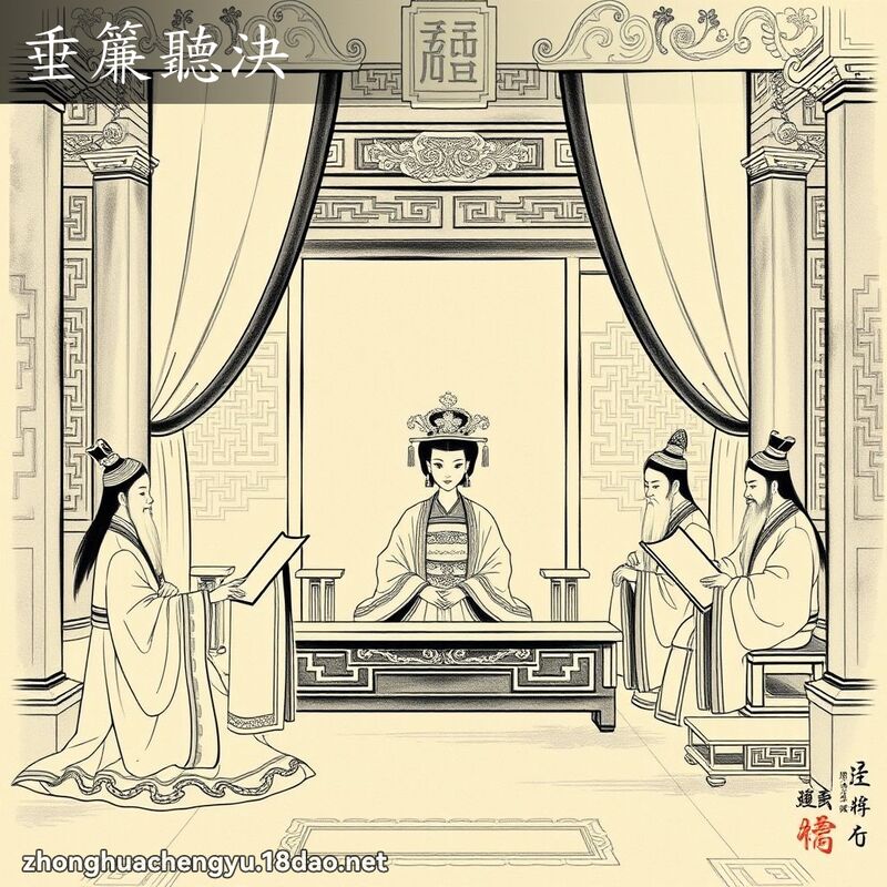 垂帘听决 - 中华成语配图
