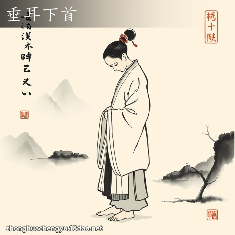 垂耳下首 - 中华成语配图
