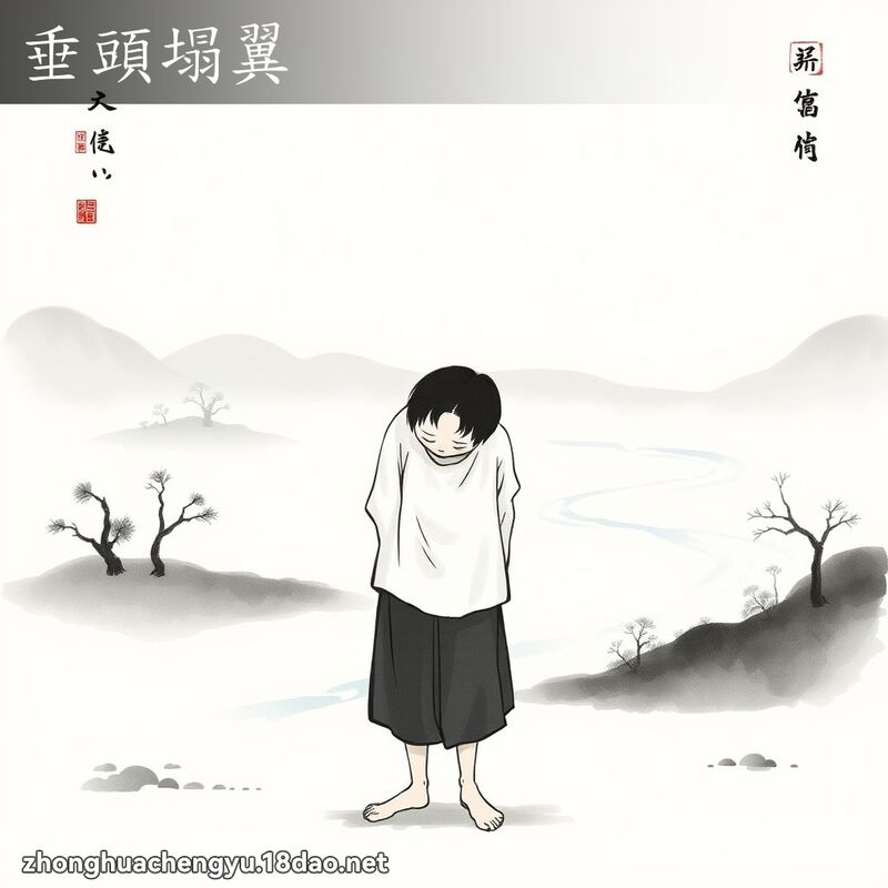 垂头塌翼 - 中华成语配图