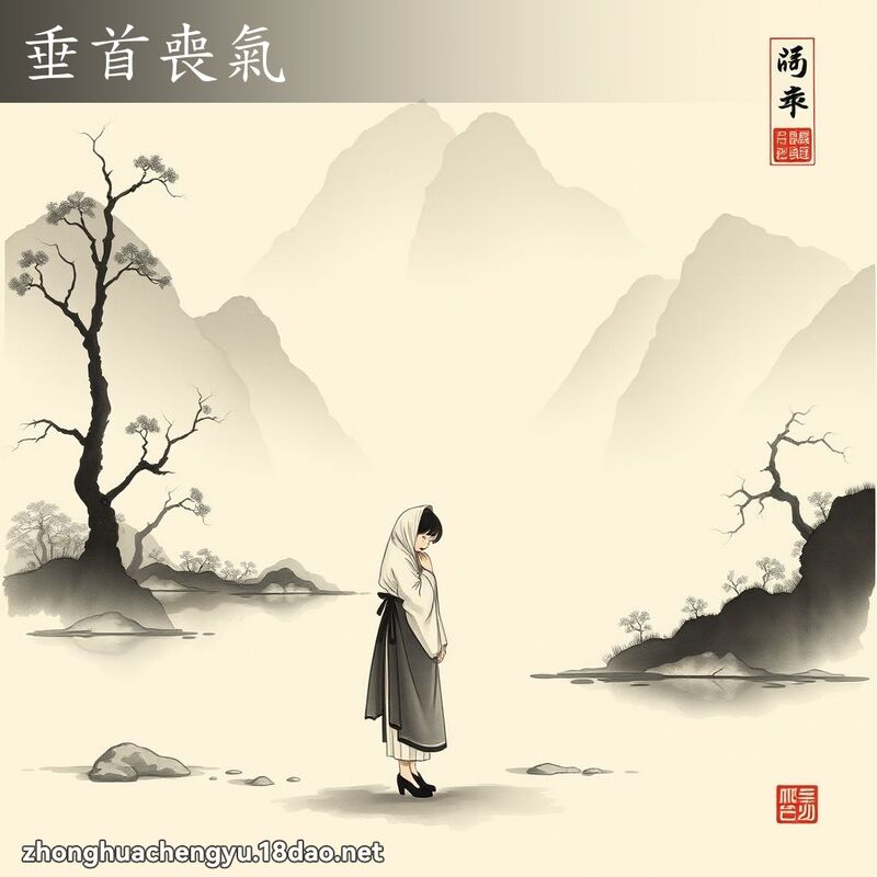 垂首丧气 - 中华成语配图