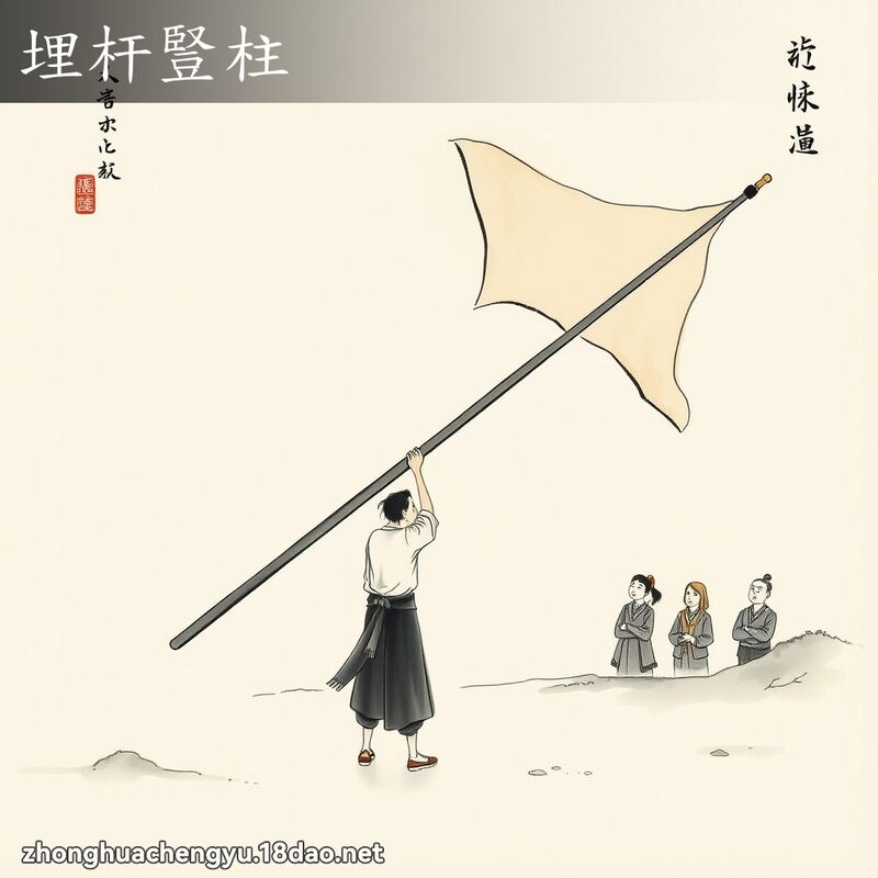 埋杆竖柱 - 中华成语配图