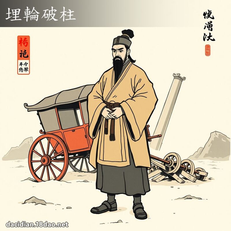 埋輪破柱 - 中華成語配圖