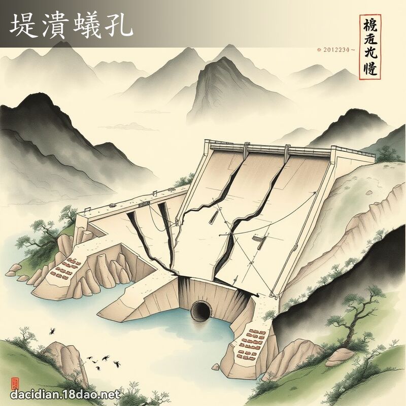 堤潰蟻孔 - 中華成語配圖