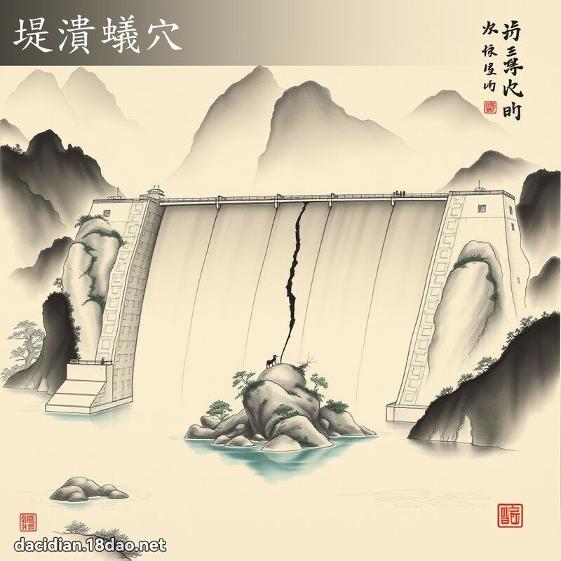 堤溃蚁穴 - 中华成语配图
