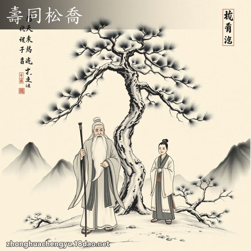 壽同松喬 配图