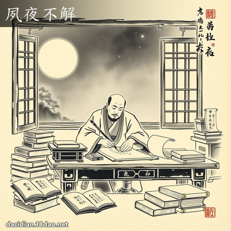 夙夜不解 - 中华成语配图