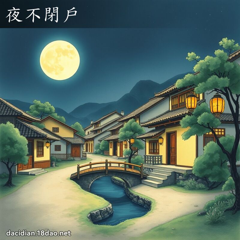 夜不閉戶 - 中華成語配圖