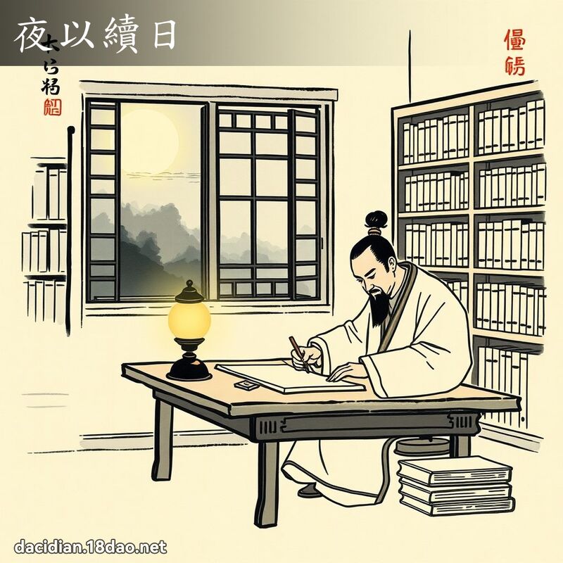 夜以續日 - 中華成語配圖