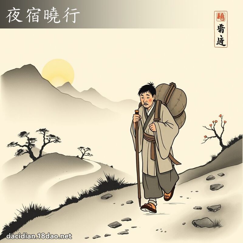 夜宿曉行 - 中華成語配圖