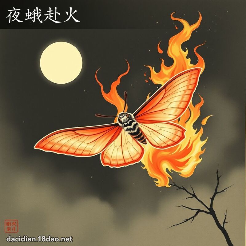 夜蛾赴火 - 中華成語配圖