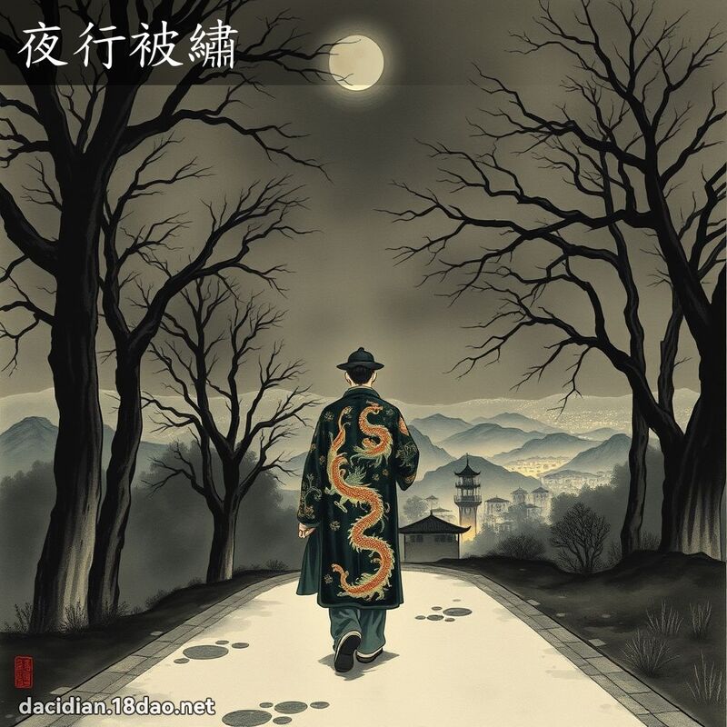 夜行被绣 - 中华成语配图