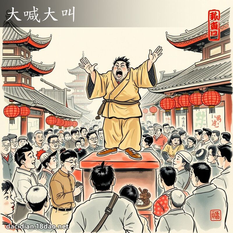 大喊大叫 - 中華成語配圖