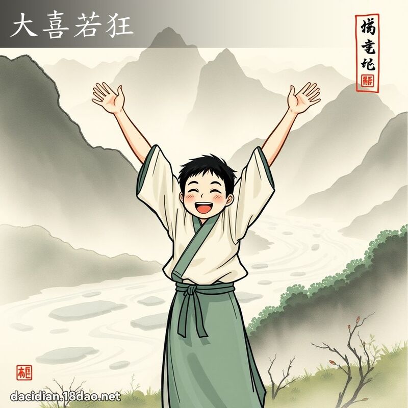 大喜若狂 - 中華成語配圖