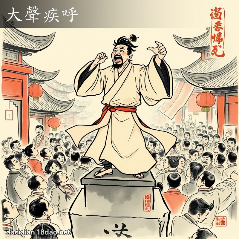 大聲疾呼 - 中華成語配圖
