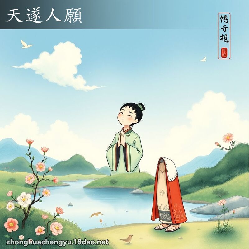 天遂人愿 - 中华成语配图