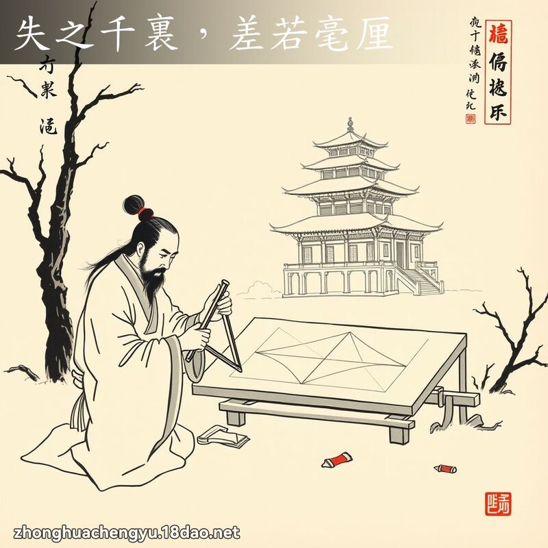 失之千裏，差若毫厘 - 中華成語配圖