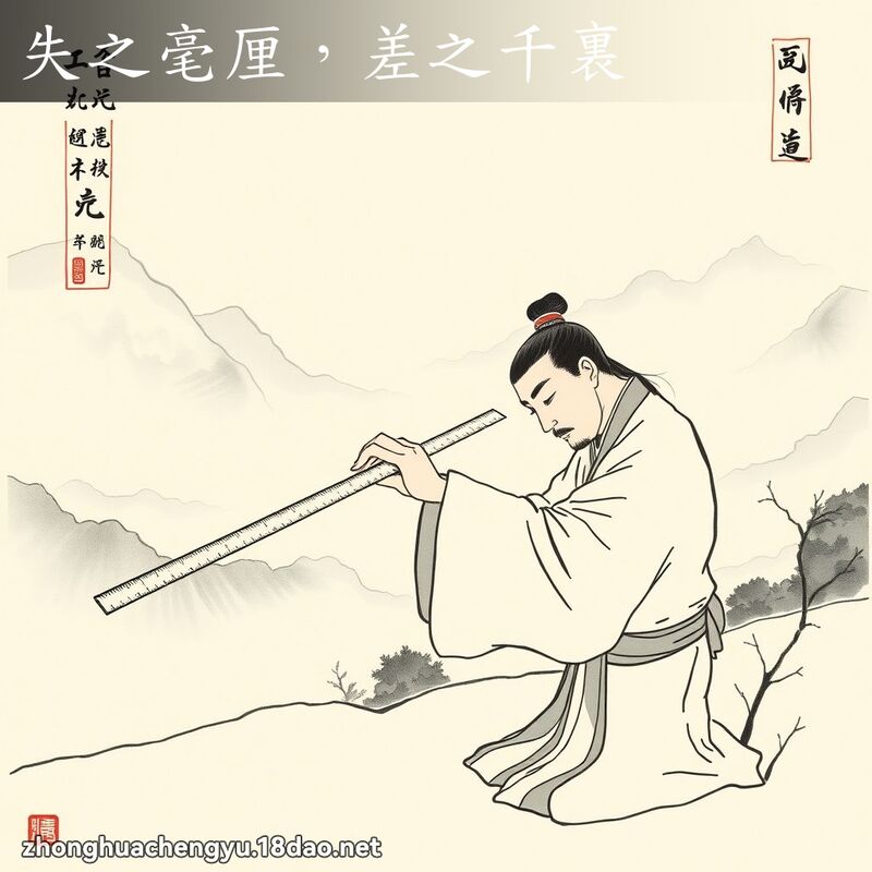 失之毫厘，差之千裏 - 中華成語配圖