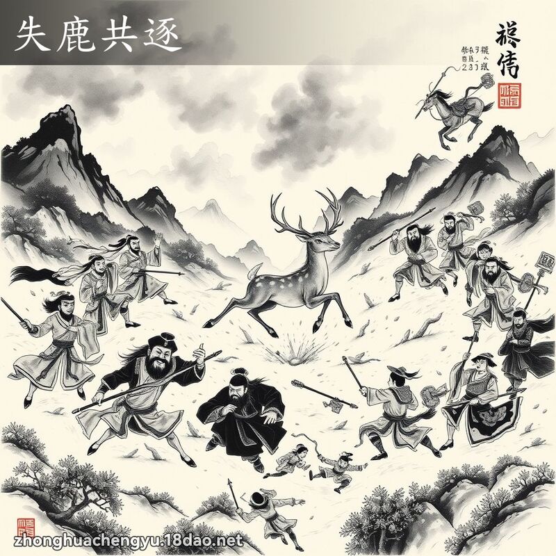 失鹿共逐 配图