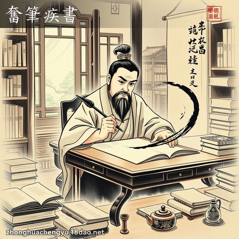 奮筆疾書 配图