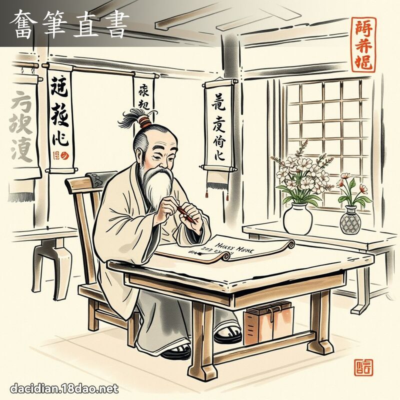 奋笔直书 - 中华成语配图