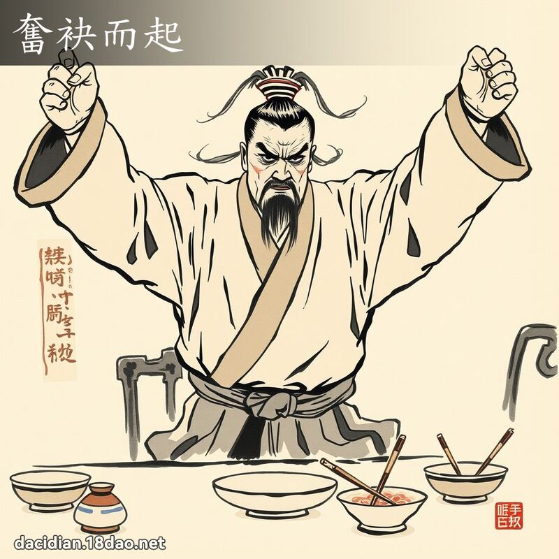 奮袂而起 - 中華成語配圖